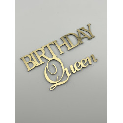 Топпер дзеркальний бічний золотий Birthday Queen